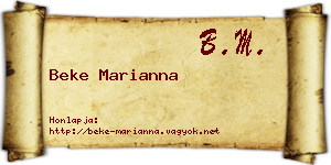 Beke Marianna névjegykártya